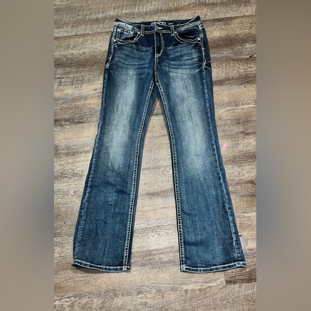 Grace Women's Dark Blue Flare Jeans